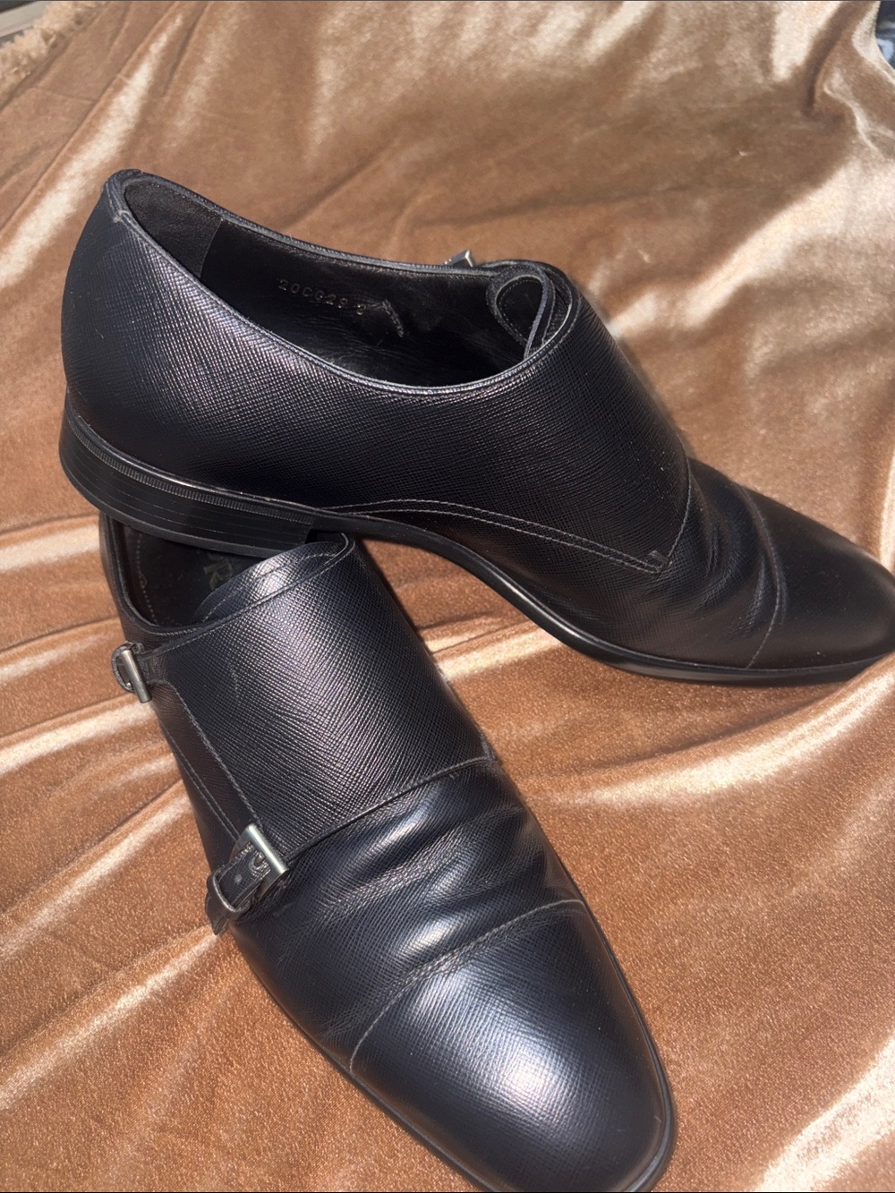 Prada Saffiano Leather Double Monk Strap Shoes